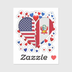 USA Peru Split Heart Flag Peruvian American Roots Sticker