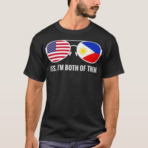 USA Philippines Flag Sunglasses Filipino Americans T_Shirt