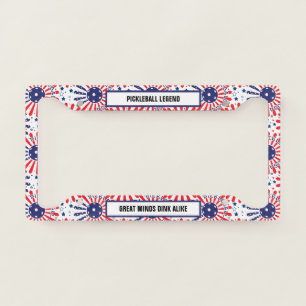 USA pickleball pattern, custom text License Plate Frame