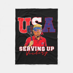 Usa pickleball players trump & pickleball fleece blanket
