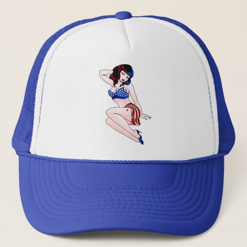 USA Pinup Girl Cap Retro 4th of July Pinup Caps