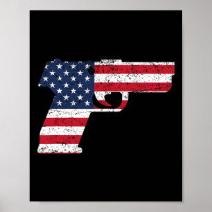 Usa Pistol American Gun Flag 4th Of July Poster