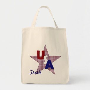 USA Plaid Star-Grocery Tote Bag