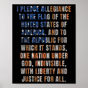 Usa Pledge Of Allegiance 4th Of July Distressed Re Poster