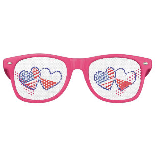 USA Poland Flag Hearts Retro Sunglasses