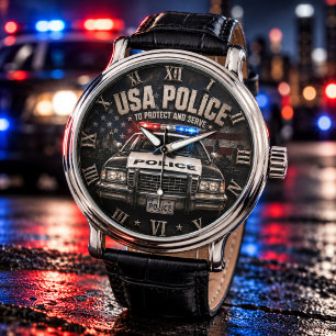 USA Police Classic Patrol Car Vintage Watch