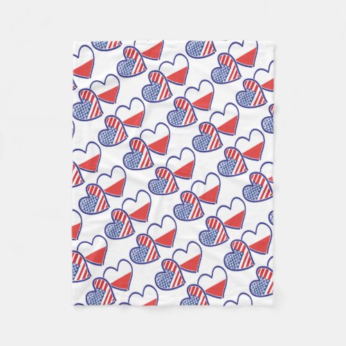 USA_POLISH_FLAG_HEARTS FLEECE BLANKET