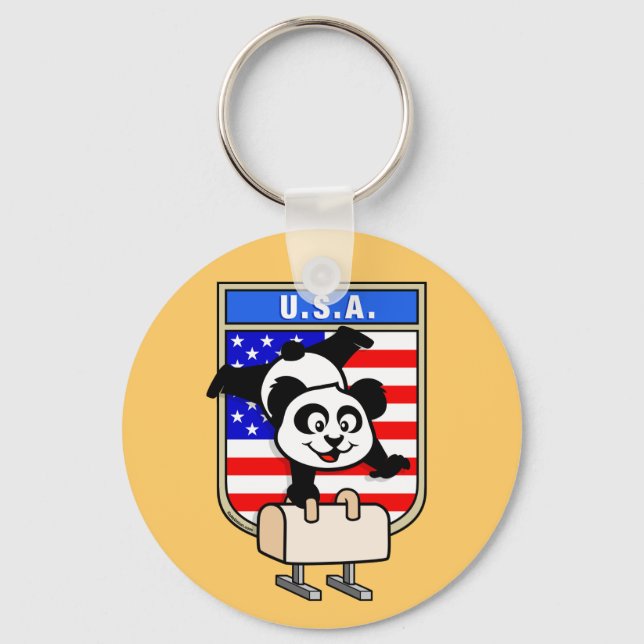 USA Pommel Horse Panda Keychain (Front)