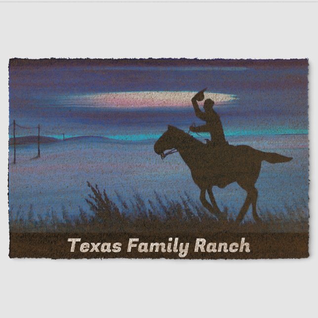 USA Pony Express 🐎 Cowboy Rider Painting Fiber Doormat (Front)