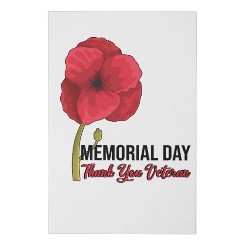 USA Poppy Poppy Memorial Day Veterans Day Pride Faux Canvas Print