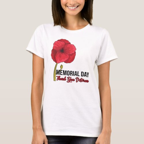USA Poppy Poppy Memorial Day Veterans Day Pride T_Shirt