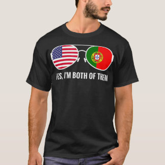 USA Portugal Flag Sunglasses Portuguese Americans T-Shirt
