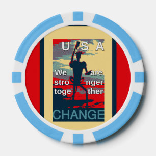USA President Hillary Baby Blue Striped Edge Poker Chips