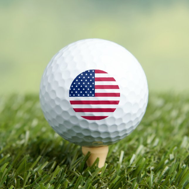 USA Pride American Flag Patriotic Sports Golfer Golf Balls (Insitu Tee)