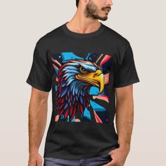 USA Pride: Bold Eagle Head and American Flag Tee