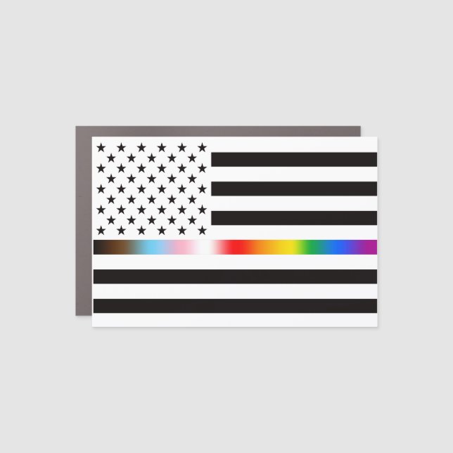 USA Progress Pride Thin Line Car Magnet (Front)