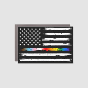 USA Progress Pride Thin Line Vintage Car Magnet