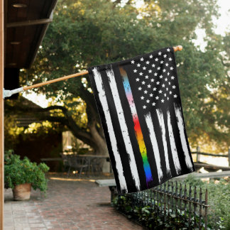 USA Progress Pride Thin Line Vintage House Flag
