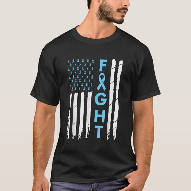 Usa Prostate Cancer Awareness Light Blue Ribbon Su T-Shirt (Front)