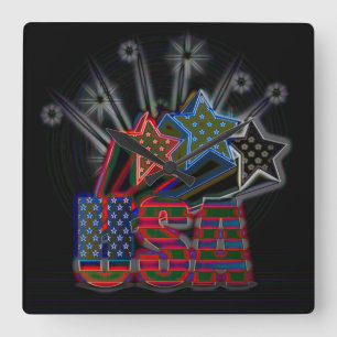 USA Proud  Square Wall Clock
