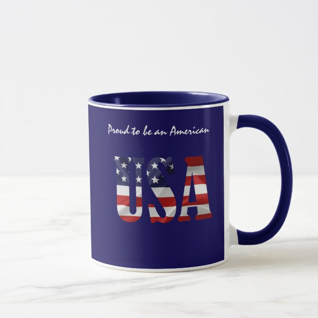 USA Proud to be an American customizable Mug (Right)