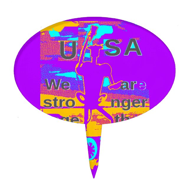 USA Psychedelic Hope: Neon Unity Art Cake Topper (Front)