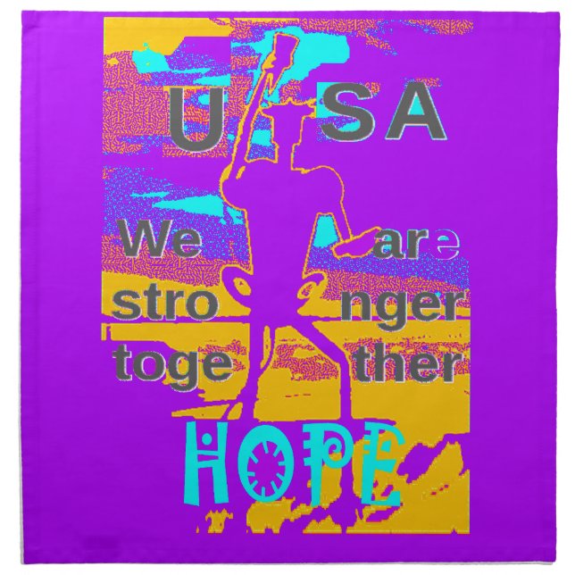 USA Psychedelic Hope: Neon Unity Art Cloth Napkin (Front)