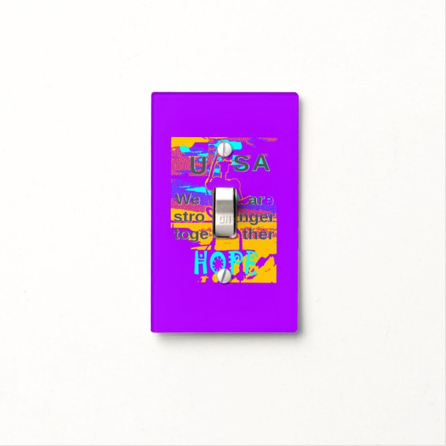 USA Psychedelic Hope: Neon Unity Art Light Switch Cover (In Situ)