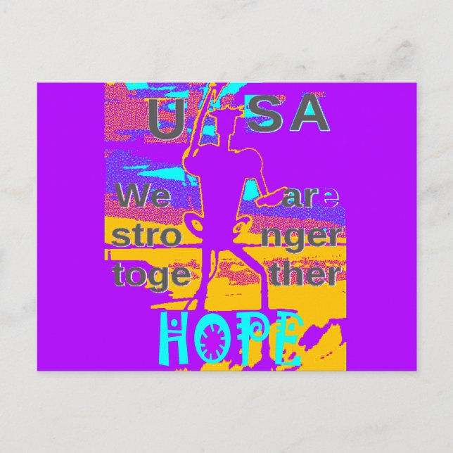 USA Psychedelic Hope: Neon Unity Art Postcard (Front)