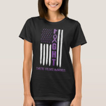 USA Purple Ribbon Flag October Domestic Violence A T-Shirt