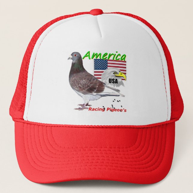 USA Racing Pigeon American Trucker Hat (Front)