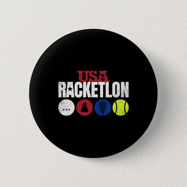 Usa Racketlon - Table Tennis Badminton Squash Tenn Button (Front)