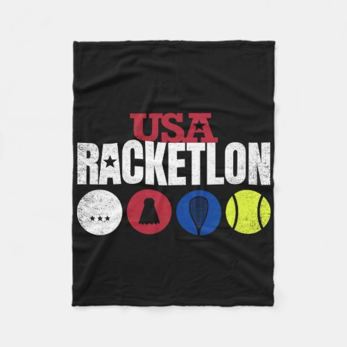 Usa Racketlon - Table Tennis Badminton Squash Tenn Fleece Blanket