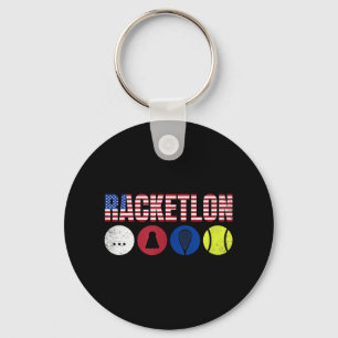 Usa Racketlon - Table Tennis Badminton Squash Tenn Keychain