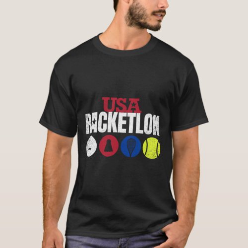 Usa Racketlon - Table Tennis Badminton Squash Tenn T-Shirt