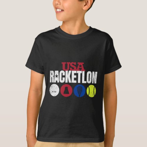 Usa Racketlon - Table Tennis Badminton Squash Tenn T-Shirt