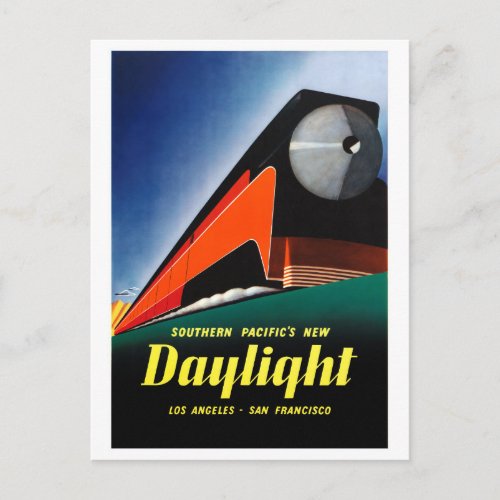 USA Railroad Vintage Travel Poster Restored Postcard
