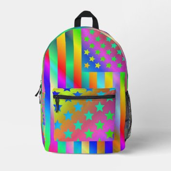 Usa Rainbow Flag Printed Backpack by ZionMade at Zazzle