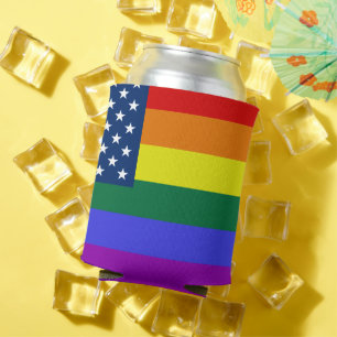 USA Rainbow Pride Can Cooler
