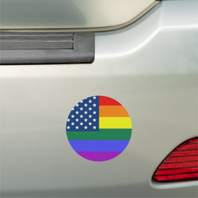 USA Rainbow Pride Car Magnet (In Situ)