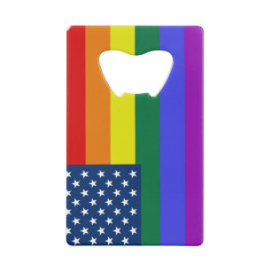 USA Rainbow Pride Credit Card Bottle Opener