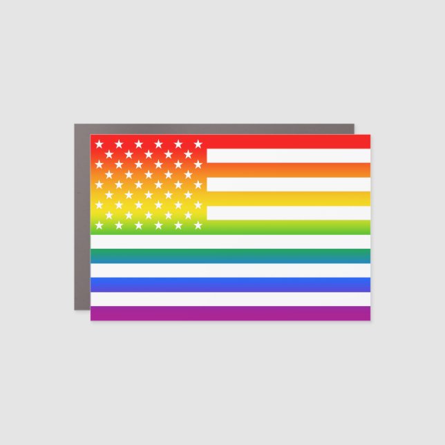 USA Rainbow Pride Gradient  Car Magnet (Front)
