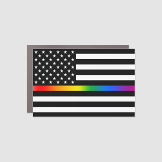 USA Rainbow Pride Thin Line Car Magnet