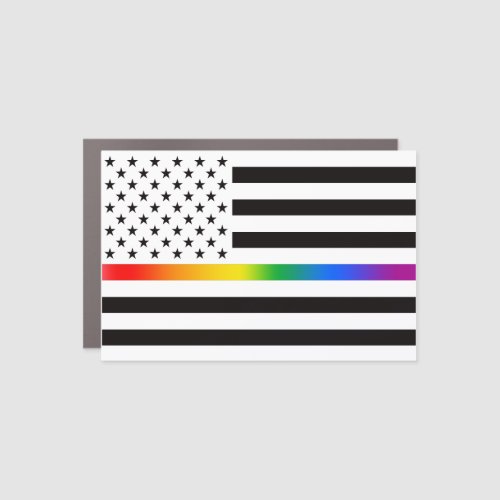 USA Rainbow Pride Thin Line Car Magnet