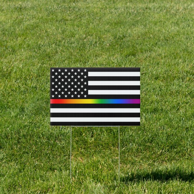 USA Rainbow Pride Thin Line Sign (Insitu)