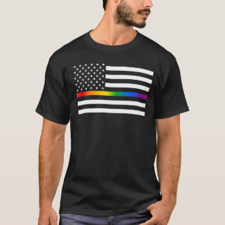 USA Rainbow Pride Thin Line T-Shirt