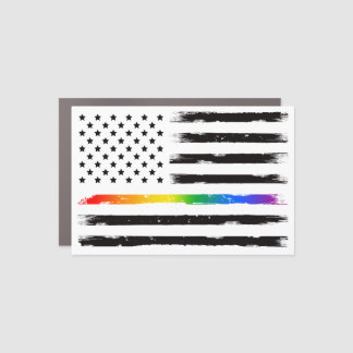USA Rainbow Pride Thin Line Vintage Car Magnet