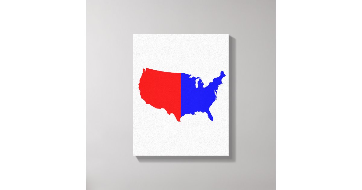 USA Red Blue Map Silhouette Canvas Print Zazzle