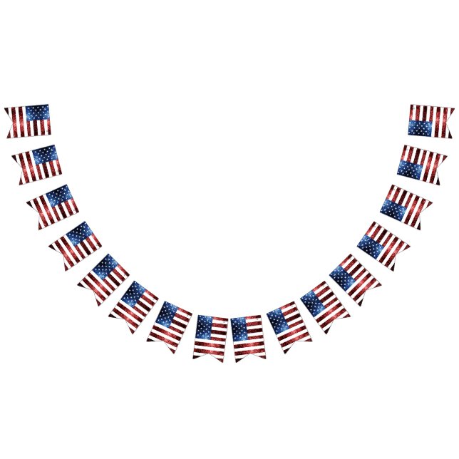 USA red blue sparkles glitters Bunting Flags (All)