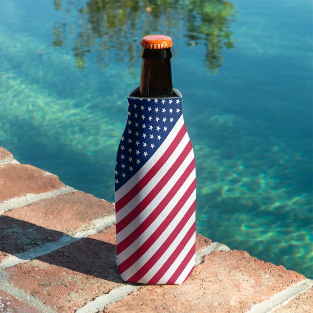 USA Red Blue White Stars and Stripes Bottle Cooler (In Situ Pool)